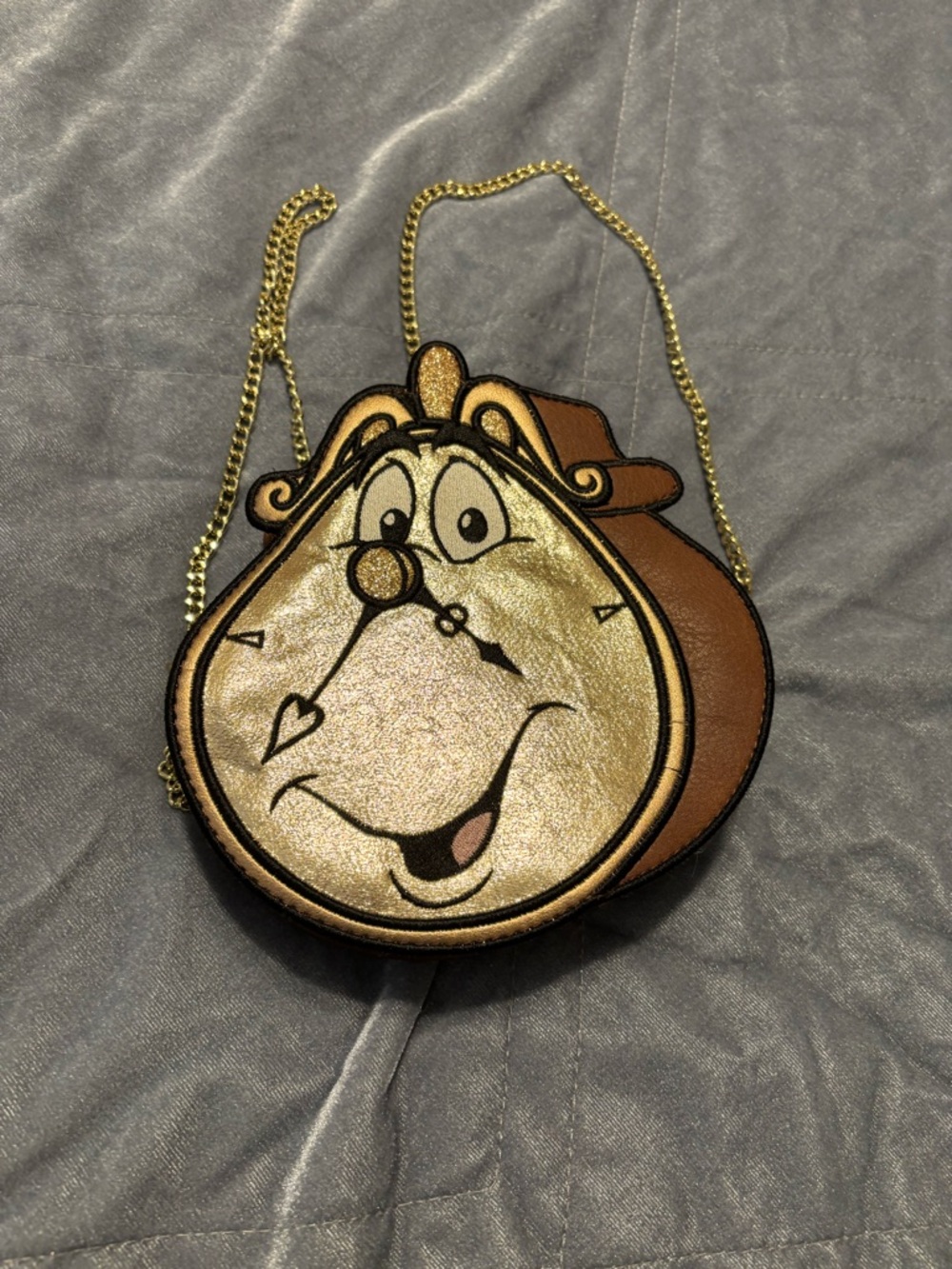 Danielle Nicole Disney Gold & Brown cogs worth Clock Crossbody Bag